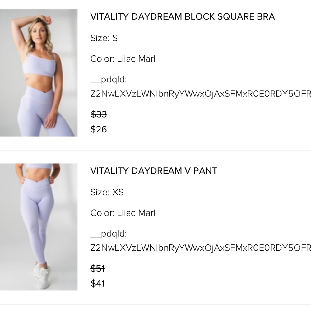 Vitality workout set in Lilac Marl